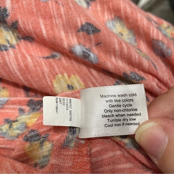 Lane Bryant Peach Floral Scoop Neck Pull Over Blouse Top Size 18/20 - Picture 8 of 8